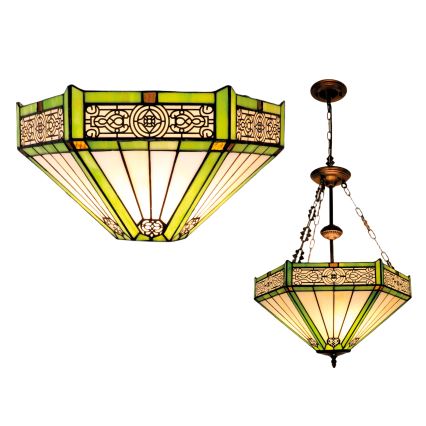 BRILAGI - Lustre Tiffany em vitral com corrente EMERALD 3xE27/60W/230V diâmetro 50 cm