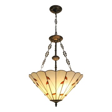 Brilagi - Lustre Tiffany em vitral com corrente FOLIA 3xE27/60W/230V Ø 50 cm