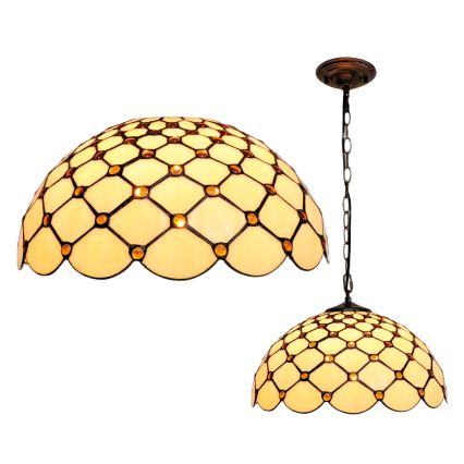 BRILAGI - Lustre Tiffany em vitral com corrente IVORY SMOOTH 1xE27/60W/230V Ø 40 cm