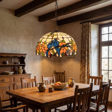 Brilagi - Lustre Tiffany em vitral com corrente JUNGLE 1xE27/60W/230V Ø 40 cm