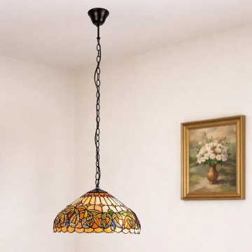 Brilagi - Lustre Tiffany em vitral com corrente LUISA 2xE27/60W/230V