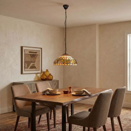 Brilagi - Lustre Tiffany em vitral com corrente LUISA 2xE27/60W/230V