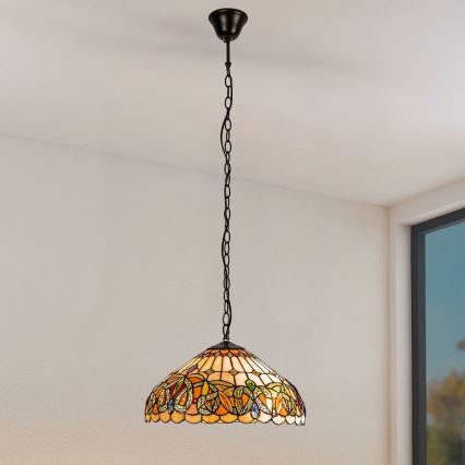 Brilagi - Lustre Tiffany em vitral com corrente LUISA 2xE27/60W/230V