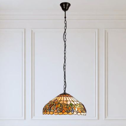 Brilagi - Lustre Tiffany em vitral com corrente LUISA 2xE27/60W/230V