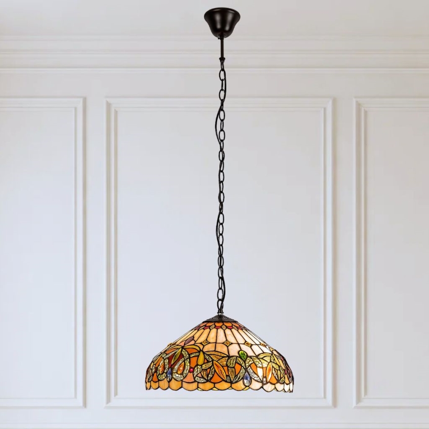 Brilagi - Lustre Tiffany em vitral com corrente LUISA 2xE27/60W/230V