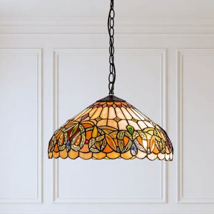 Brilagi - Lustre Tiffany em vitral com corrente LUISA 2xE27/60W/230V