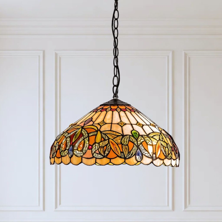 Brilagi - Lustre Tiffany em vitral com corrente LUISA 2xE27/60W/230V