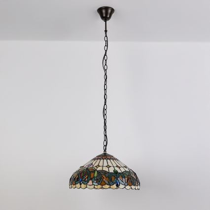 Brilagi - Lustre Tiffany em vitral com corrente LUISA 2xE27/60W/230V