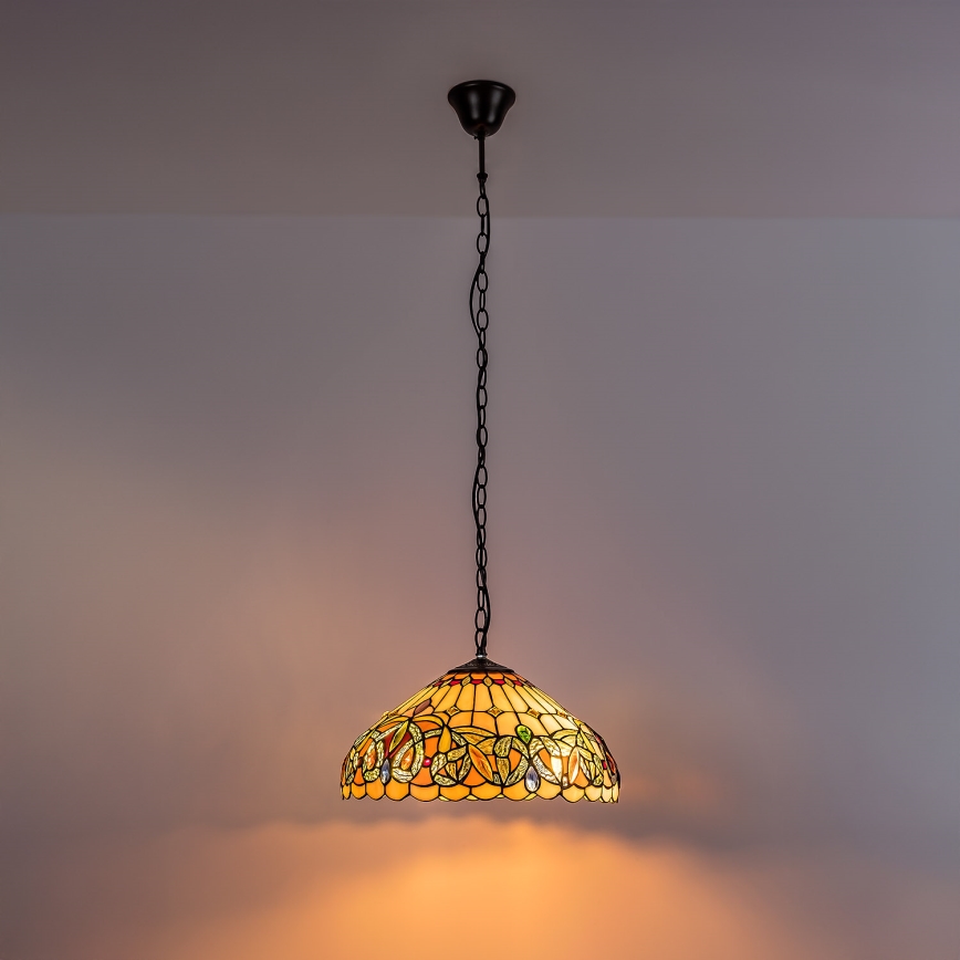 Brilagi - Lustre Tiffany em vitral com corrente LUISA 2xE27/60W/230V