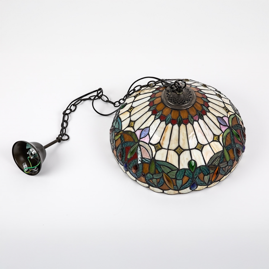 Brilagi - Lustre Tiffany em vitral com corrente LUISA 2xE27/60W/230V