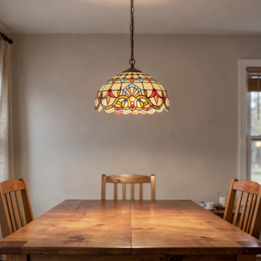 Brilagi - Lustre Tiffany em vitral com corrente MIRABELLA 1xE27/60W/230V Ø 40 cm