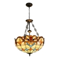 Brilagi - Lustre Tiffany em vitral com corrente MIRABELLA 3xE27/60W/230V Ø 50 cm