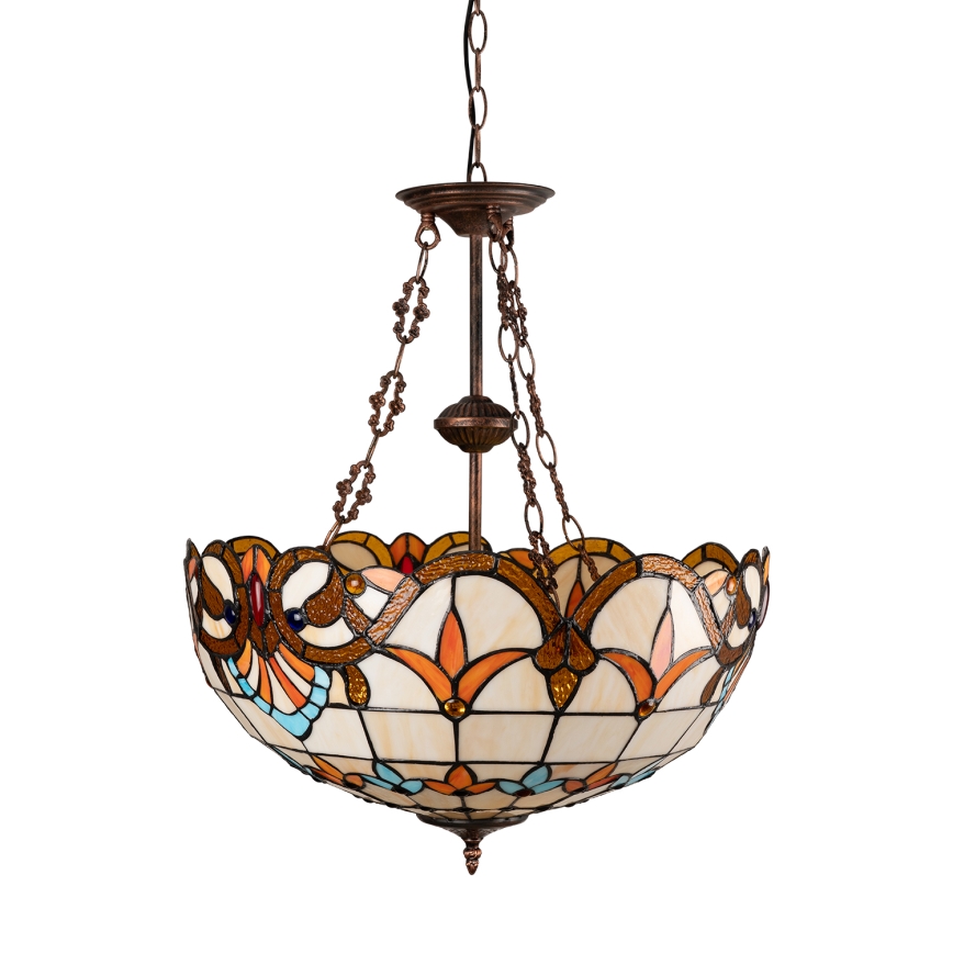 Brilagi - Lustre Tiffany em vitral com corrente MIRABELLA 3xE27/60W/230V Ø 50 cm