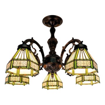 BRILAGI - Lustre Tiffany em vitral de sobrepor EMERALD 5xE27/60W/230V Ø 60 cm