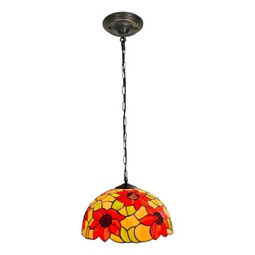 Brilagi - Lustre Tiffany em vitral SUNFLOWER, com corrente, 1x E27/60W/230V, diâmetro 40 cm