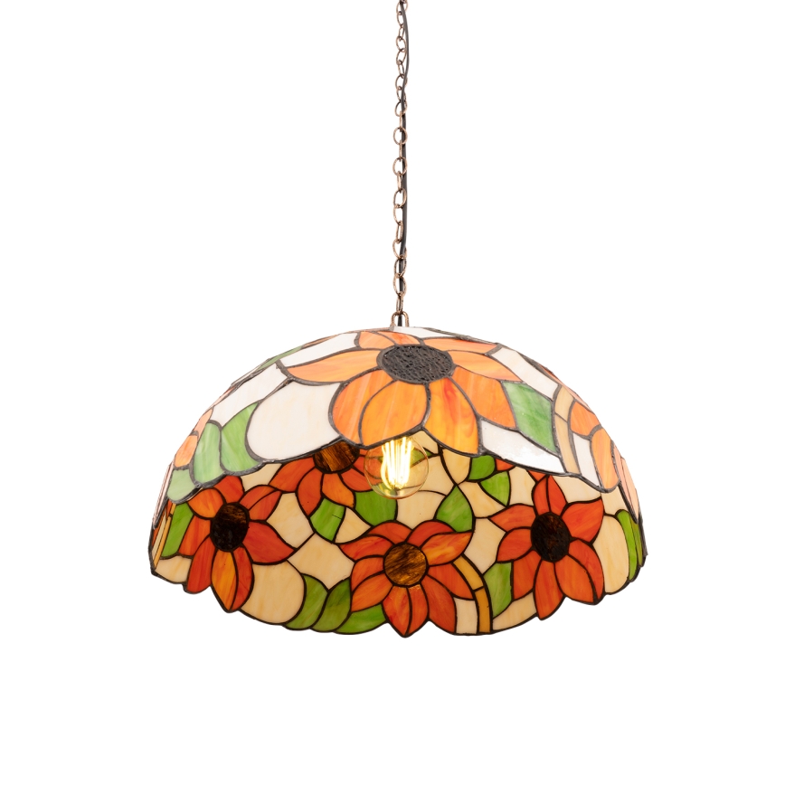 Brilagi - Lustre Tiffany em vitral SUNFLOWER, com corrente, 1x E27/60W/230V, diâmetro 40 cm