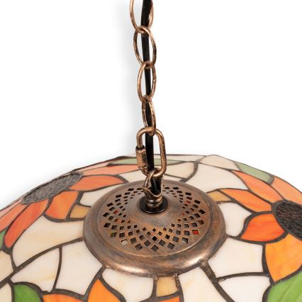 Brilagi - Lustre Tiffany em vitral SUNFLOWER, com corrente, 1x E27/60W/230V, diâmetro 40 cm