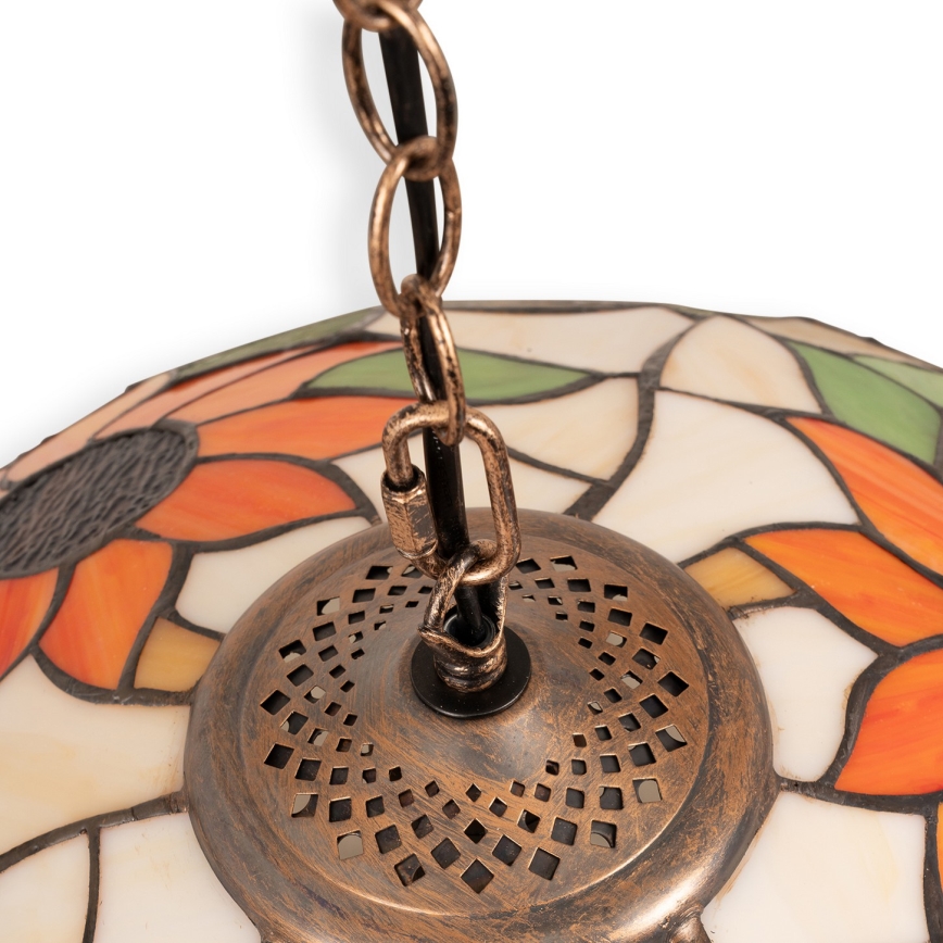 Brilagi - Lustre Tiffany em vitral SUNFLOWER, com corrente, 1x E27/60W/230V, diâmetro 40 cm