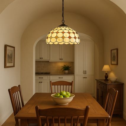 Brilagi - Lustre Tiffany em vitral suspenso por corrente DORAN 2xE27/60W/230V