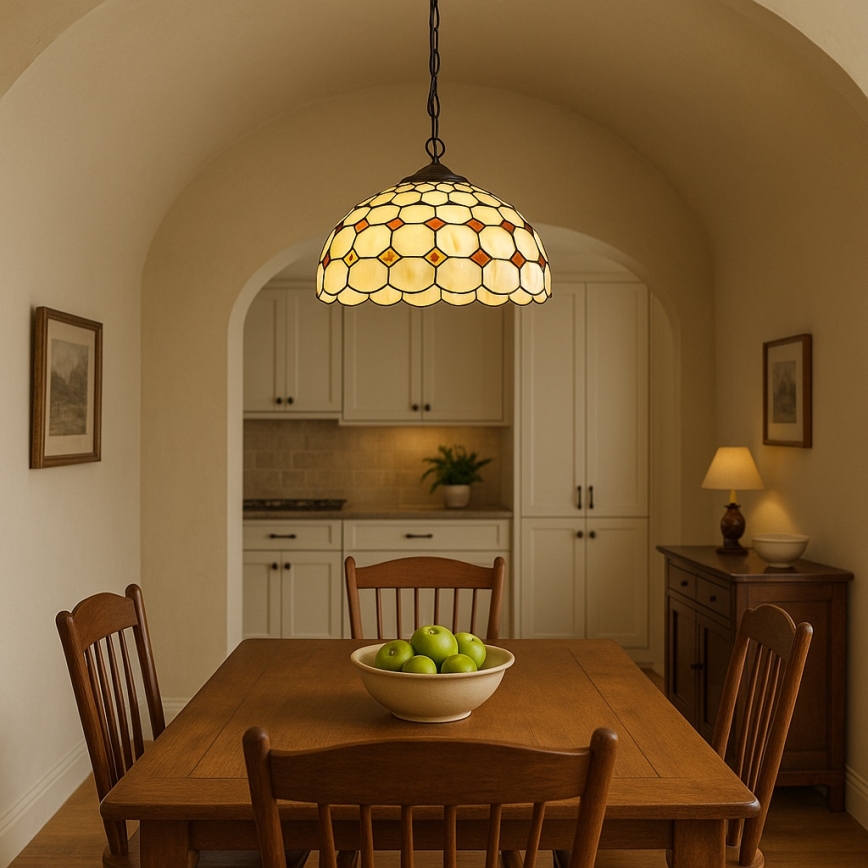 Brilagi - Lustre Tiffany em vitral suspenso por corrente DORAN 2xE27/60W/230V