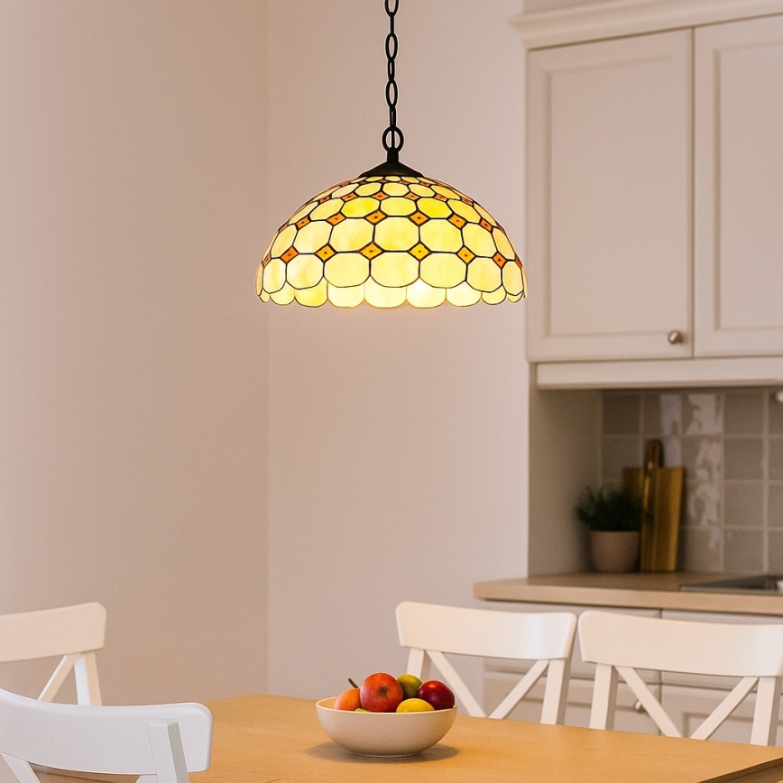 Brilagi - Lustre Tiffany em vitral suspenso por corrente DORAN 2xE27/60W/230V