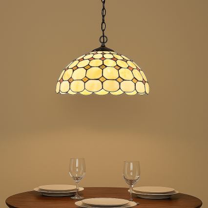 Brilagi - Lustre Tiffany em vitral suspenso por corrente DORAN 2xE27/60W/230V