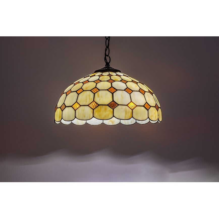 Brilagi - Lustre Tiffany em vitral suspenso por corrente DORAN 2xE27/60W/230V
