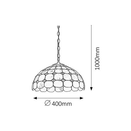 Brilagi - Lustre Tiffany em vitral suspenso por corrente DORAN 2xE27/60W/230V