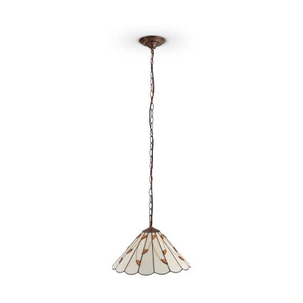 Brilagi - Lustre Tiffany em vitral suspenso por corrente FOLIA 1xE27/60W/230V diâmetro 40 cm