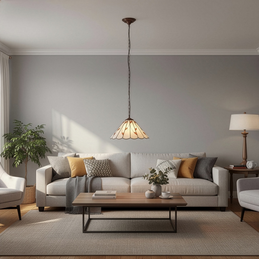Brilagi - Lustre Tiffany em vitral suspenso por corrente FOLIA 1xE27/60W/230V diâmetro 40 cm