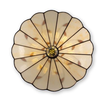 Brilagi - Lustre Tiffany em vitral suspenso por corrente FOLIA 1xE27/60W/230V diâmetro 40 cm