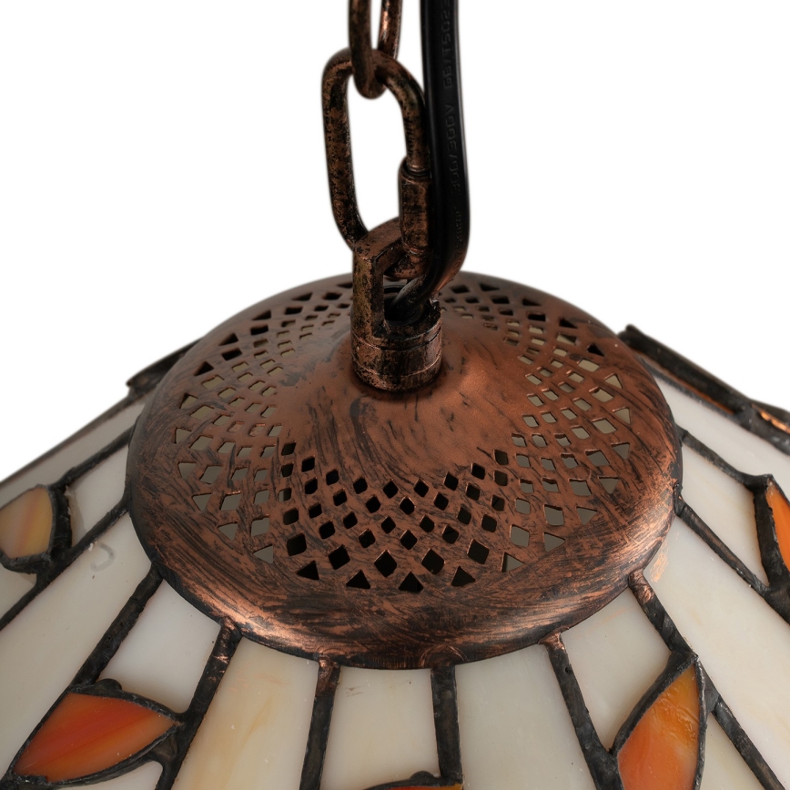Brilagi - Lustre Tiffany em vitral suspenso por corrente FOLIA 1xE27/60W/230V diâmetro 40 cm