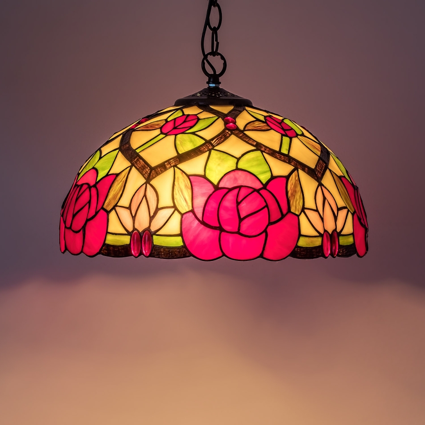 Brilagi - Lustre Tiffany em vitral suspenso por corrente GARLAN 2xE27/60W/230V