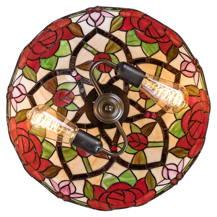 Brilagi - Lustre Tiffany em vitral suspenso por corrente GARLAN 2xE27/60W/230V