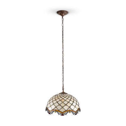 Brilagi - Lustre Tiffany em vitral suspenso por corrente IVORY 1xE27/60W/230V Ø 40 cm