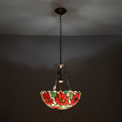 Brilagi - lustre Tiffany em vitral suspenso por corrente SUNFLOWER 3xE27/60W/230V diâmetro 50 cm