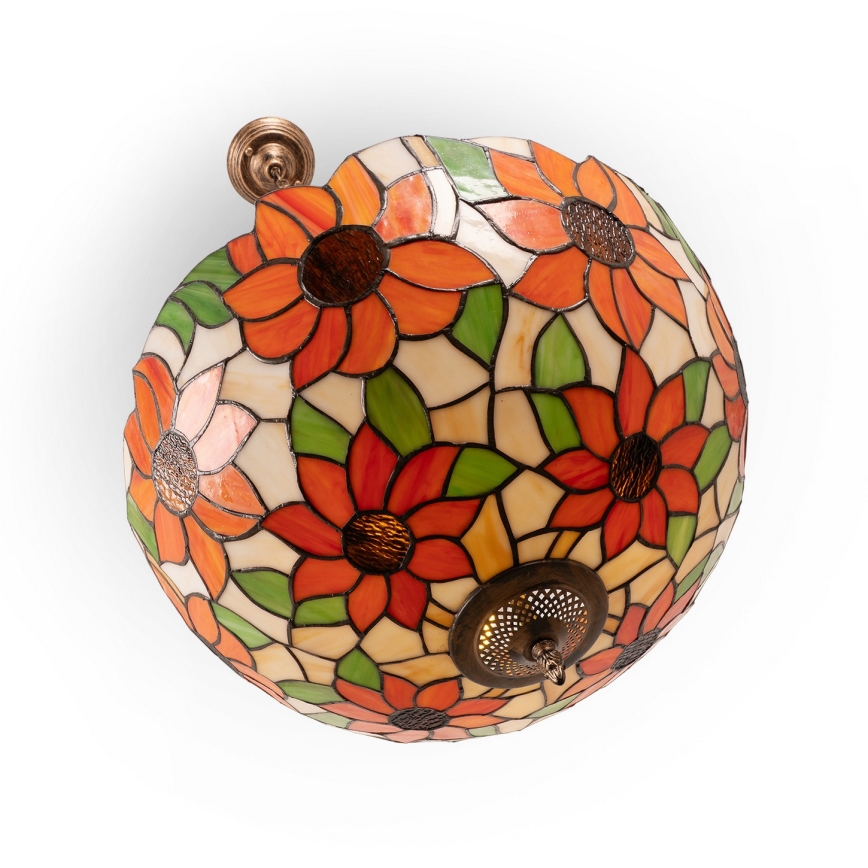 Brilagi - lustre Tiffany em vitral suspenso por corrente SUNFLOWER 3xE27/60W/230V diâmetro 50 cm