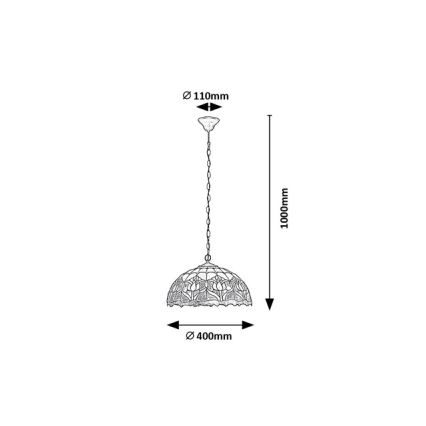 Brilagi - Lustre Tiffany suspenso por corrente LORAS 2xE27/60W/230V