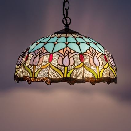 Brilagi - Lustre Tiffany suspenso por corrente LORAS 2xE27/60W/230V