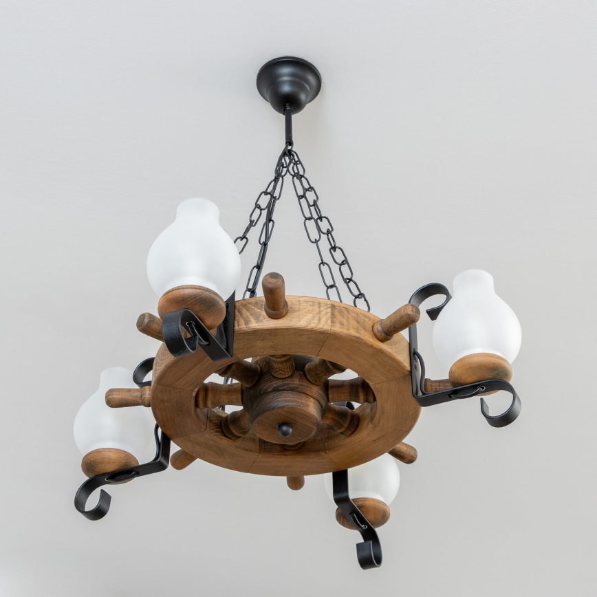 Brilagi - Lustre TIMONA suspenso por corrente, 4xE14/40W/230V, Ø 50 cm, faia