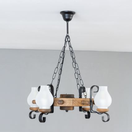 Brilagi - Lustre TIMONA suspenso por corrente, 4xE14/40W/230V, Ø 50 cm, faia
