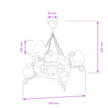 Brilagi - Lustre TIMONA suspenso por corrente, 4xE14/40W/230V, Ø 50 cm, faia