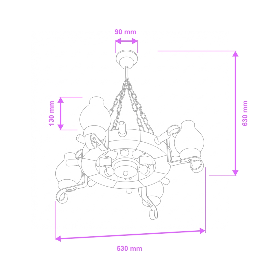 Brilagi - Lustre TIMONA suspenso por corrente, 4xE14/40W/230V, Ø 50 cm, faia