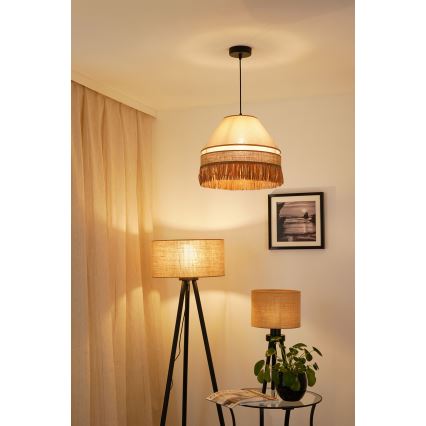 Brilagi - Candeeiro de teto suspenso WINNETOU AVIGNION 1xE27/15W/230V diâmetro 35 cm castanho/crème