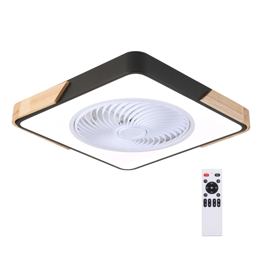 Brilagi - Luminária de teto LED dimmerizável com ventilador LED/30W/230V 3000-6500K preto/carvalho + comando à distância