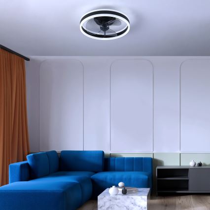 Brilagi - Luminária de teto LED dimmerizável com ventilador LED/30W/230V 3000-6500K preta + controlo remoto