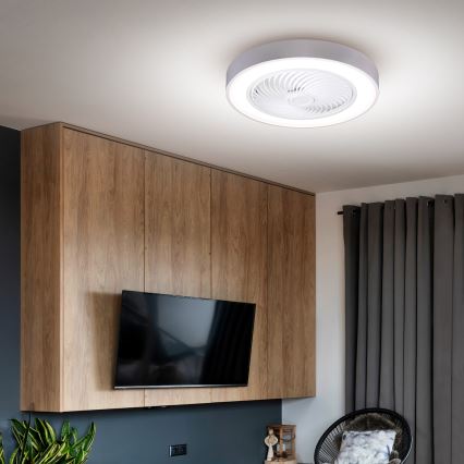 Brilagi - Luminária de teto LED regulável com ventilador LED/30W/230V 3000-6500K Ø 50 cm branca + controlo remoto