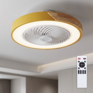 Brilagi - Luz LED dimerizável com ventilador LED/38W/230V 3000-6500K 3000-6500K Ø 50 cm dourado/carvalho + controlo remoto