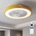 Brilagi - Luz LED dimerizável com ventilador LED/38W/230V 3000-6500K Ø 50 cm dourado/carvalho + controlo remoto