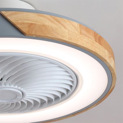 Brilagi - Luminária de teto LED dimerizável com ventilador LED/38W/230V 3000-6500K Ø 50 cm cinza/carvalho + controle remoto